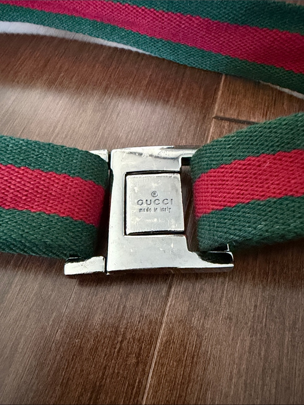Gucci Canvas Belt with Silver Buckle